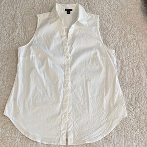 Ann Taylor Sleeveless White Button-Down Shirt